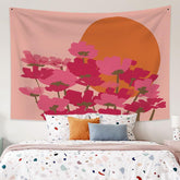 Lofaris Pink Floral Bohemian Room Decoration Wall Tapestry